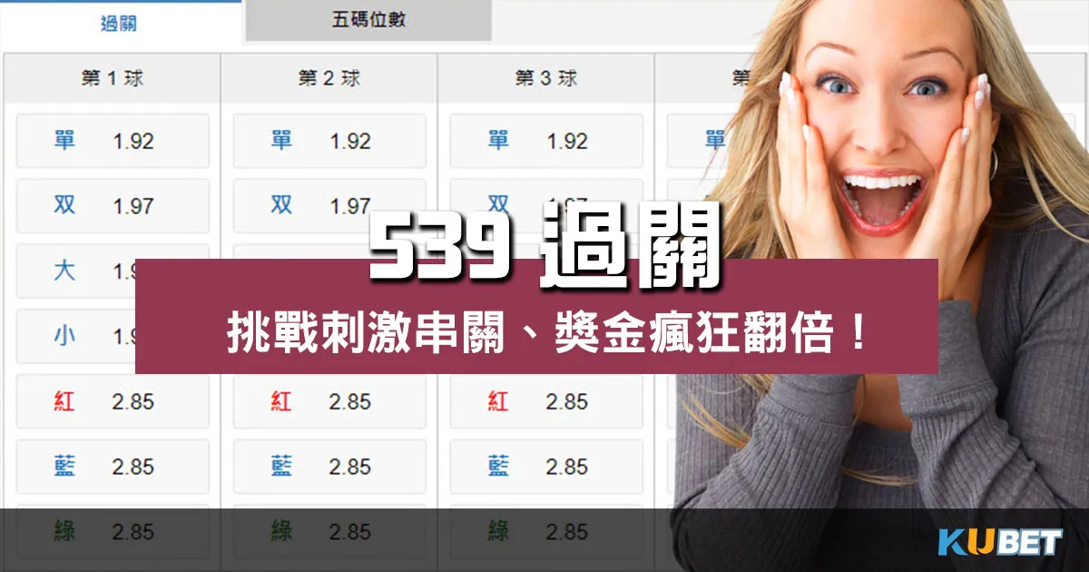 全新【539過關】玩法挑戰刺激串關、獎金瘋狂翻倍! 全新【539過關】玩法挑戰刺激串關、獎金瘋狂翻倍!
